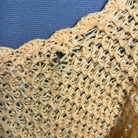 Free People Beach Mykonos Open Knit Mini Sweater Dress in Yellow Size Small - Picture 10 of 11